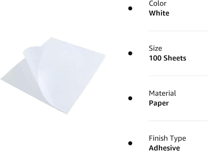 L LIKED 8.5x11 Printable White Sticker Paper Full Sheet Label, Matte, for Laser & Inkjet Printing (100 Sheets) thumbnail 5