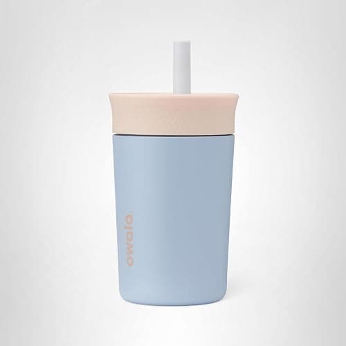 Owala Kids Insulation Stainless Steel Tumbler with Spill Resistant Flexible Straw, Easy to Clean, Kids Water Bottle, Great for Travel, Dishwasher Safe, 12 Oz, Tan and Blue (Seas the Day) thumbnail 6