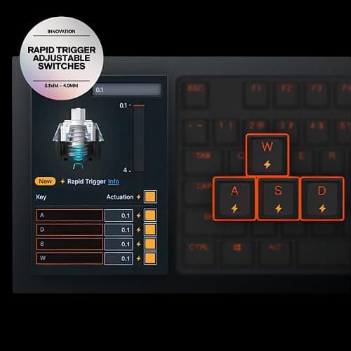 SteelSeries Apex Pro Mini Gen 3 OmniPoint 3.0 HyperMagnetic Switches — Adjustable Actuation — Rapid Trigger — Rapid Tap/SOCD — RGB — PBT Keycaps — USB-C (Renewed) thumbnail 8