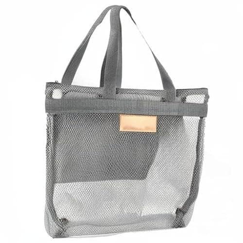 Pebipoo Mesh Shower Caddy, Quick Dry Portable Tote with Zipper and Inner Pocket, Beach Bag, Lightweight Bath Organizer for College Dorm, Swimming, Gym, Beach, Travel (Gray) thumbnail 8