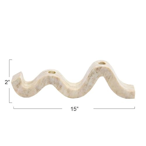 Bloomingville Marble Wave Double Taper Candle Holder, Beige thumbnail 3