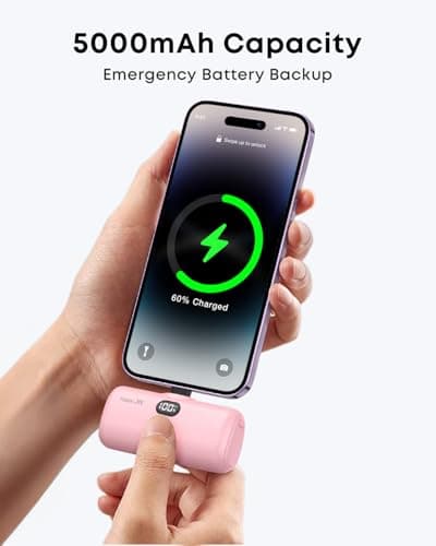 TOUGH ON Mini Portable Charger 5000mAh Power Bank PD Fast Charging, LCD Display Small Battery Pack Compatible with iPhone 14,13,12 Pro/Plus/Pro Max,11 and More thumbnail 2