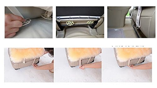 IMQOQ A Pair Genuine Sheepskin Car Seat Covers Luxury Fur Long Wool Car 2 Front Seat Covers Set Winter Warm Universal White Grey thumbnail 8