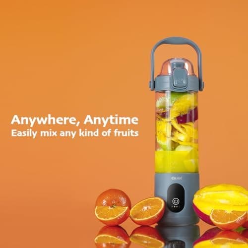 QUIK Portable Blender - Cordless 24oz. Personal Blender for Shakes and Smoothies, Licuadora, BPA Free - Ice Crush, Dishwasher safe parts, Waterproof, Triple Batteries, Juicer Cup, Black thumbnail 13