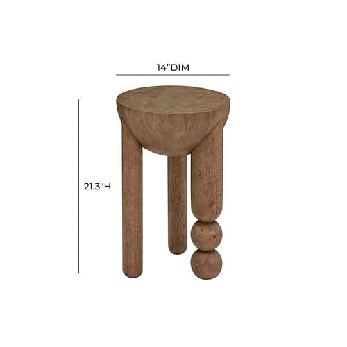 Tov Furniture Morse Cognac Brown Wood Round Accent Table - Cognac Brown thumbnail 3
