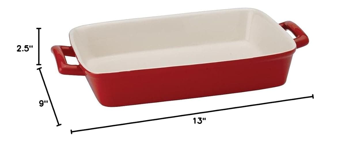 Mrs. Anderson’s Baking Oblong Rectangular Baking Dish Roasting Lasagna Pan, Ceramic, Rose, 13-Inches x 9-Inches x 2.5-Inches thumbnail 3