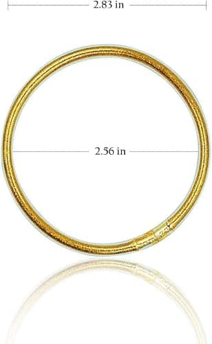Glitter Jelly Bangle Bracelet Set - Gold Powder Lining Fashion Jewelry - Lightweight Cute Bracelets for Women thumbnail 2