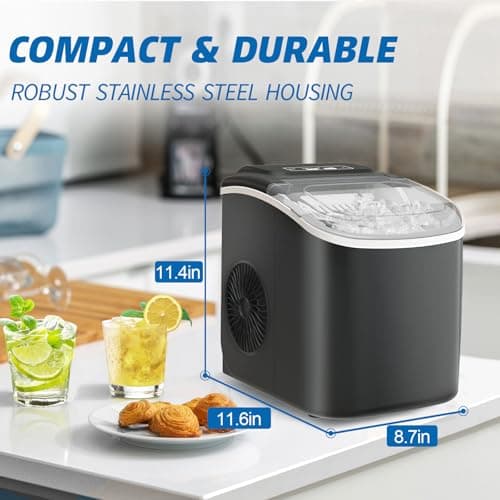 Stopsad Ice Maker Countertop, 26lbs in 24Hrs, 9 Ice Cubes Ready in 6 Mins with 2 Sizes of Bullet Ice, Auto-Cleaning Portable Ice Maker with Scoop & Basket, for Home/Kitchen/Camping/RV. (Black) thumbnail 3