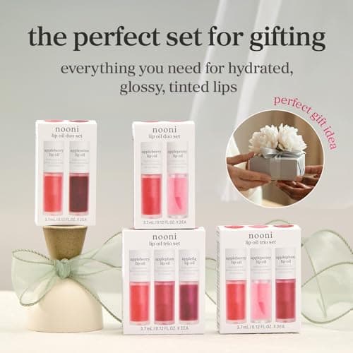 NOONI Korean Lip Oil Set - Appleberry, Applepeony & Appleplum - Long-Lasting, Moisturizing, Revitalizing - Waterproof, No Peel Off, Stocking Stuffers (3EA, 0.12 fl oz) thumbnail 2