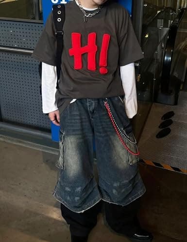 Y2k Baggy Jean Shorts Women Grunge Cargo Jorts Long Bermuda Short Loose fit Denim Cargo Shorts for Men thumbnail 2