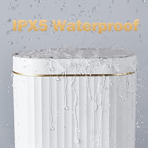ELPHECO Bathroom Trash Can with Lid 2 Gallon Sensor Garbage Can, Automatic Trash Bin, Motion Sensor Trash Can, IPX5 Waterproof Plastic Wastebasket for Bathroom, Bedroom, Kitchen, Office, White Gold thumbnail 5