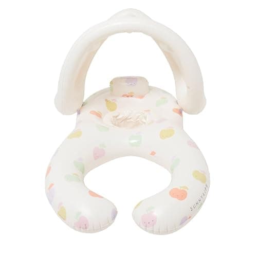 Sunnylife Float Together Baby Seat with Canopy | Inflatable Infant Pool Float, Soft Leg Cradles & Headrest | Non-Toxic Phthalate-Free PVC | Fits 24–33 lbs | Apple Sorbet thumbnail 6