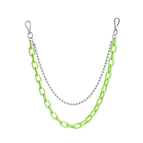 Neon Resin Chunky Hip Hop Jeans Chain Body Chain Punk Goth for Women Men Acrylic Link Chain for Women Thick Keychains Belt Waist Chains body Accessory for Girls - Double layered Green