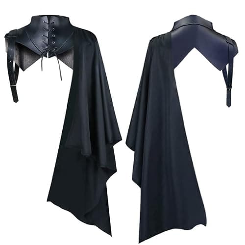 Unisex Halloween Cape Lace Up Collar Gothic Short Cosplay Cloak | Gothic Vintage Classic Design, Adult Vampire Accessory, Evening Party Cover Up, Photo Shoot Cosplay Festival Outer Attire - Image 1