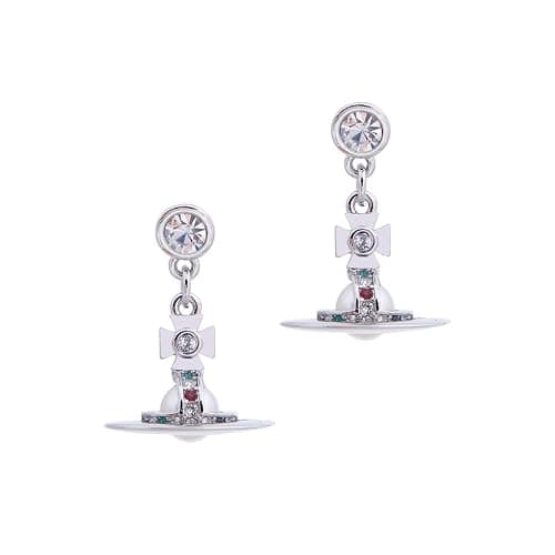 Colorful Saturn Earrings for Women - Punk Shining Crystal Quartz Earrings of Saturn for Women Saturn Earrings (Silver White) - Image 1