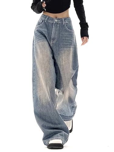 EMMIOL Jeans for Women Wide Leg Baggy Jeans High Waist Y2K Cargo Pants Casual Loose Boyfriends Trousers Vintage Streetwear thumbnail 2