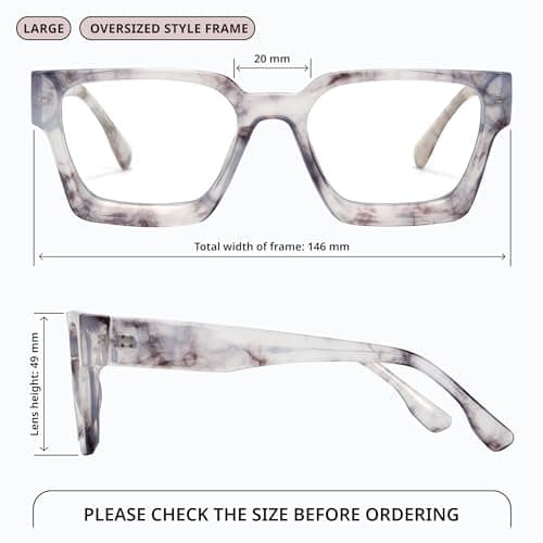 livho Oversized Blue Light Blocking Glasses for Woman - Rectangle Fashion Glasses for Computer, Chic Preppy Frame thumbnail 3