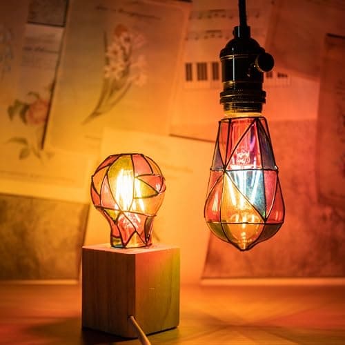 CybaaLuxzus Stained Glass Light Bulb,Rainbow Painted Light Bulb,Mosaic Light Bulb,4W 120V,Multi Colored Colorful Light Bulb Indoor,Fun Romantic Light Bulbs,Unique Decorative Light Bulbs thumbnail 5