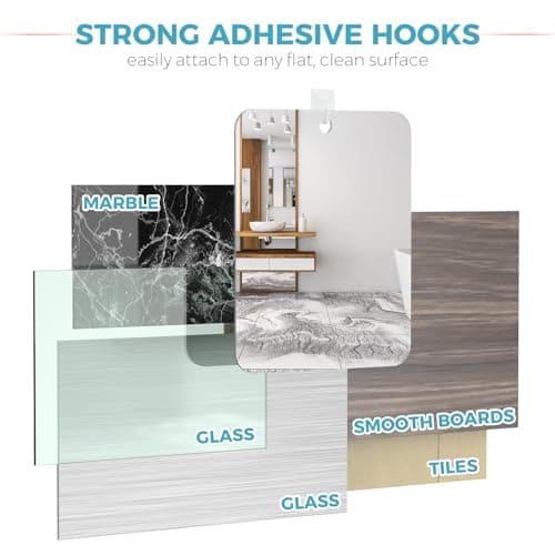 Shower Mirror Fogless for Shaving, Fogless Mirror for Shower with 1 Adhesive Hooks, Bathroom Shatterproof Shaving Mirror - for Men and Women (Silver) thumbnail 7
