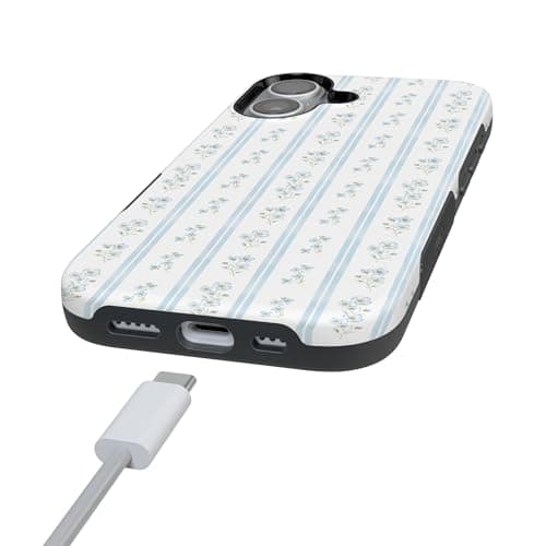 Casely iPhone 17 Case | Cottage Stripe | Blue Floral | Bold Protective Design | Compatible with MagSafe thumbnail 6