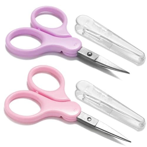 3.5" Sharp Small Craft Scissors all Purpose, Precision Straight and Curved Fine Tips for Thread Yarn Fabric Cutting, Mini Scissors with Protective Cover, Ideal for Sewing, Embroidery, Beauty, Crochet thumbnail 8