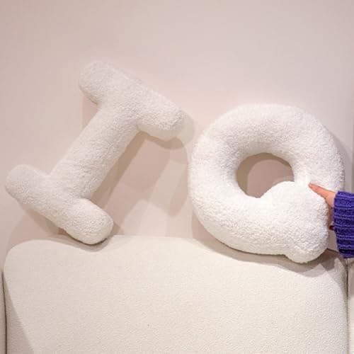 Letter Pillows A-Z, Monogram Throw Pillow 15.7in - Plush Alphabet Cushions for Sofa, Bed, Kids Room - Decorative Initial Pillows (Black/White) for Home Decor, Heart & LOVE Photo Props (White-D) thumbnail 6