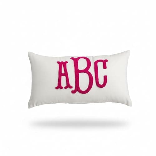 mia'spillow lab Wedding Monogram Punch Needle Embroidery Pillow, Custom Letter Monogram Pillow, Personalized Couple Gift Idea, Lumbar Pillow, Couple Cushion - Image 1