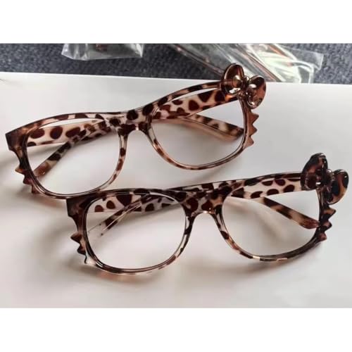 MANGMAO Cheetah Print Kawaii Fake Glasses Y2k Glass Emo Grunge Accessories Cosplay Anime Vintage Leopard Print Glasses (Leopard,One Size) thumbnail 8
