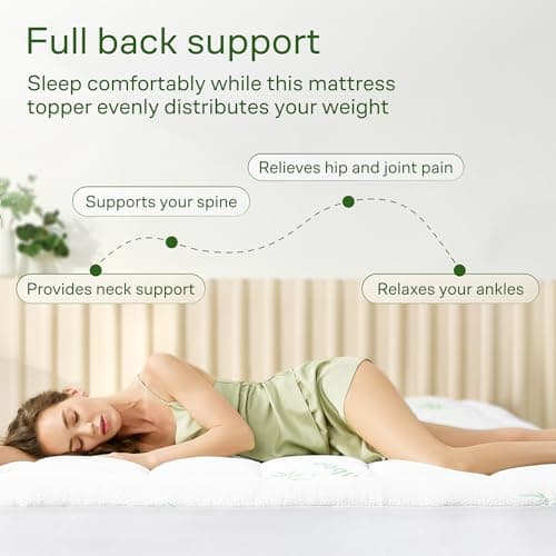 Niagara Sleep Solution Ultra Soft Queen Size Mattress Topper - Rayon Derived from Bamboo Pillow Top Mattress Pad for Back Pain Relief - Naturally Cooling for Hot Sleepers, Green thumbnail 4