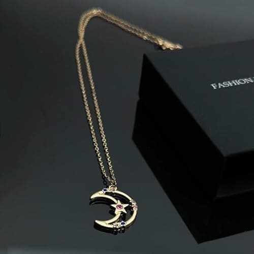 CHIVASO 4 Styles Anime Themed Pendant Necklaces Gold Plated Guardian Star Moon Necklace, Cosplay Jewelry Accessories thumbnail 6