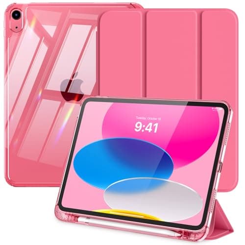 MoKo for iPad (A16) 11th Generation Case 11-inch 2025,iPad 10th Generation Case 2022 with Left Pencil Holder,Slim Trifold iPad11 inch Cover with Crystal Clear TPU Back Shell,Watermelon Red - Image 1