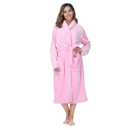 RONGTAI Womens Bathrobe Ladies Fleece Plush Warm Long Robes - Image 1