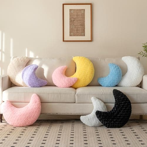 Moon Pillow, Decorative Throw Pillow with Soft Plush for Couch Bed, Cozy Moon Decorative Pillows for Bedroom Living Room, Home Décor Comfort Gift (Lavender Purple, 14.9 Inches) thumbnail 7