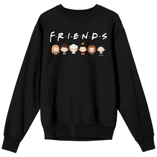Bioworld Friends Tv The One With The Logo & The Kawai Gang on Black Long Sleeve Adult crew neck thumbnail 6
