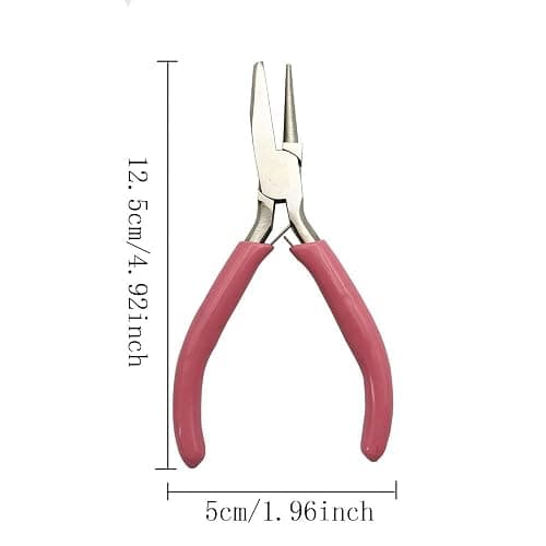 TUNQISM 1PCS 5 Inches Pink Jewelry-making pliers Beadsmith Concave Round Nose Pliers – Wire Looping and Bending Tool – Jewelry-Making Instrument Metal ring-making tools thumbnail 2