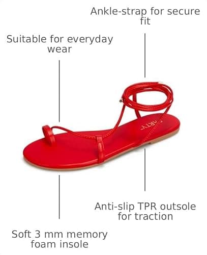 PARTY Women's Strappy Sandals Lace Up Flats Tie Up Shoes Wrap Flip Flop thumbnail 3