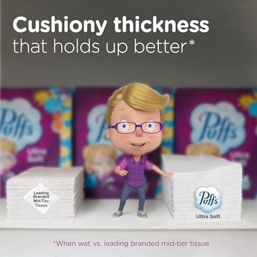 Puffs Facial Tissue Ultra Soft Non-Lotion, 10 Cube Boxes, 56 Facial Tissues per Box, Allergies and Colds (Packaging May Vary) thumbnail 5