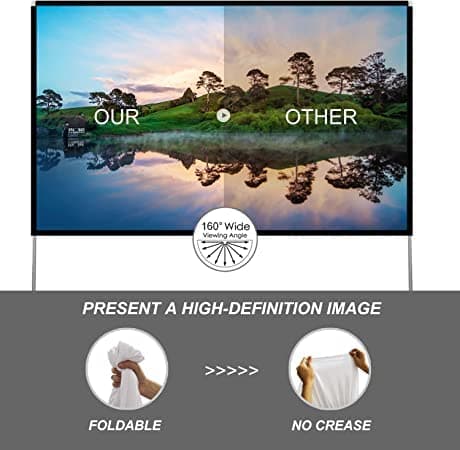 SKERELL Outdoor Projector Screen with Stand 100 Inch: Portable Projection Screen for Outside Theater Home Backyard Movies thumbnail 4