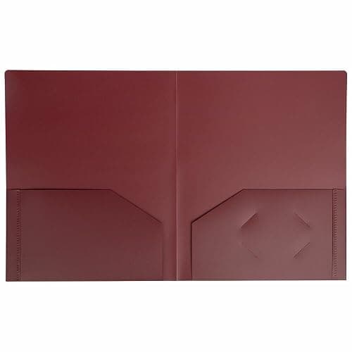 JAM PAPER Heavy Duty Plastic 2 Pocket Extra Tough School Folders - Burgundy - 3/Pack thumbnail 2