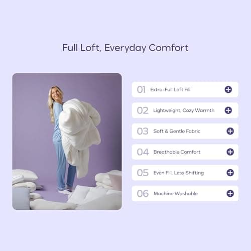 Mellow Marshmellow Comforter – Extra Fluffy Double-Stuffed Down Alternative Duvet Insert, All-Season Temperature Balancing, Oeko-TEX Fabric, Box Stitch, Machine Washable (Pink, Twin/Twin XL) thumbnail 6