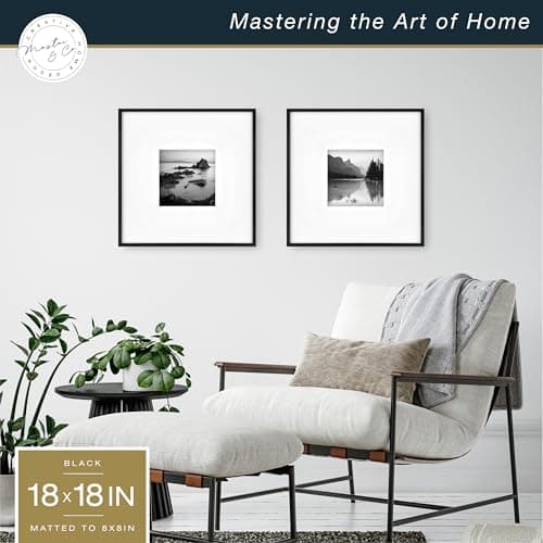 MCS Master & Co. Foundry Metal 18x18 Matted Picture Frame with 8x8 Photo Display, Black Vertical & Horizontal Wall Hanging Frame for Photos & Artwork (2-Pack) thumbnail 2