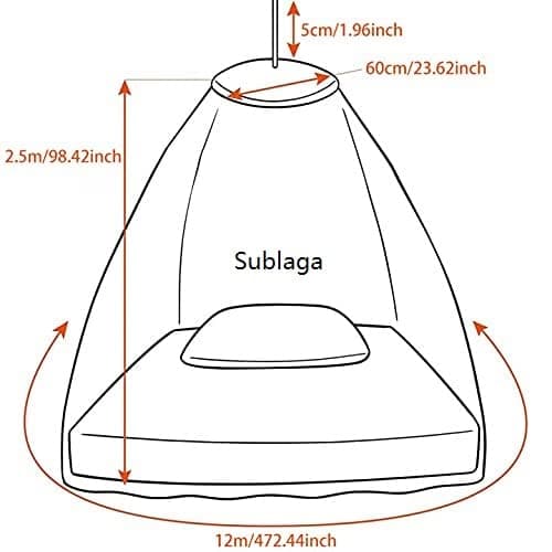 Sublaga Round Mosquito Net for Bed, Large White Bed Canopy for Girls, Hanging Bed Net, Ideal for Bedroom Decorative, Travel with Storage Bag (Round) thumbnail 2