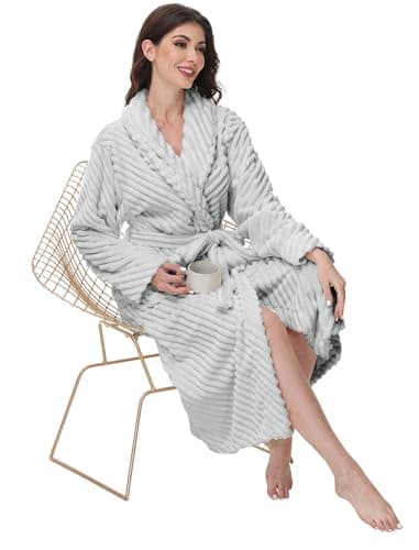 Yurhap Premium Robes for Women - Super Soft Cozy Fleece Womens Robe Plush Long Bathrobe thumbnail 5