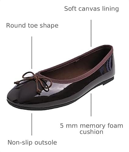 FEVERSOLE Women's Macaroon Colorful Memory Foam Cushion Insock Patent Ballet Flat thumbnail 3