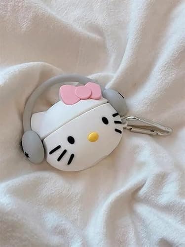 Compatible with AirPods 4 Case Cover 2024 with Cleaning Kit,Cartoon Kawaii for AirPods 4th Generation Case Silicone case for Apple Airpods 4 with Keychain for Women Girls (Kitty White) | 2024, with Cleaning Kit, Cartoon Kawaii, with Keychain, for Women Girls, Kitty White thumbnail 4