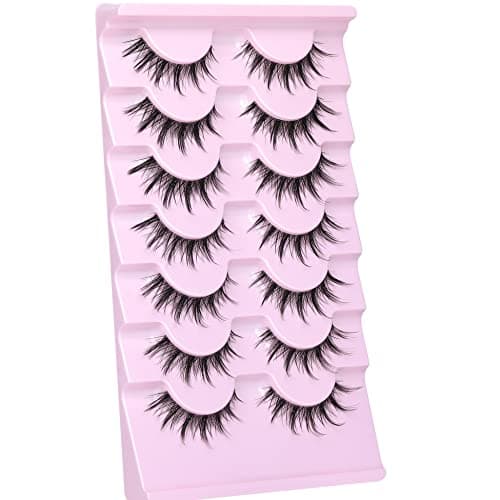 Manga Lashes Natural Look Anime Lashes Cosplay False Eyelashes with Clear Band 3D Wispy Eyelashes Asian Japanese Korean Style Manhua Lashes Look Like Individual Clusters Pack by EYDEVRO - Clear Band thumbnail 6