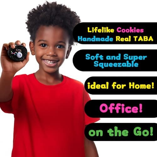 Taba Squishy Biscuits Squeeze Toys,Sensory Fidget Toy for Your Best Mellow and Chill,Party Favors,Perfect Desk Accessory for Adults (Black) thumbnail 5