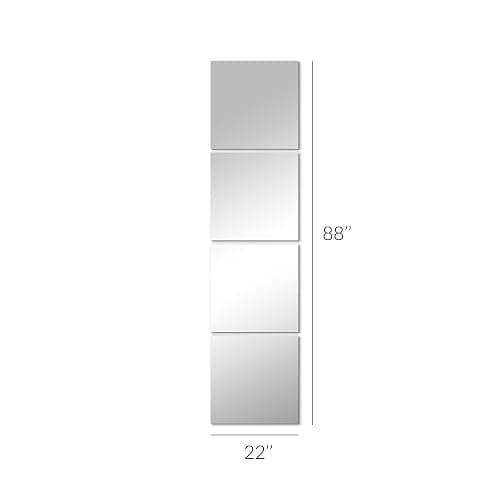 Delma Glass Full Length Wall Mirror Tiles, 22'' x 22'' x 4PCS, Frameless Full Body Mirror Tiles for Bedroom, Full Length Mirror Wall Mounted for Home Gym, Door (Glass - 22'' x 22'' - 4PCS) thumbnail 2