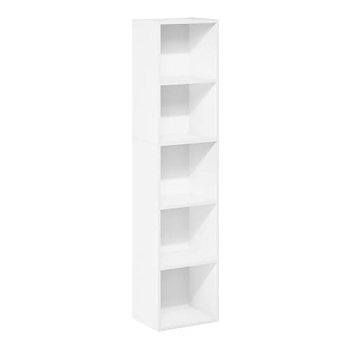 Furinno PASIR Book Shelf, 5-Tier Modern Bookshelf, Open Shelves Bookcase 9 x 12 x 52, Easy Assembly, for Living Room, Bedroom, Home Office, White thumbnail 8