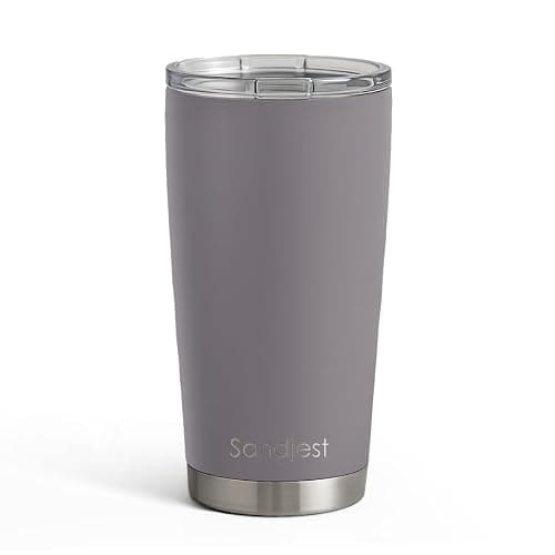SANDJEST Gray Tumbler 20oz Stainless Steel Double Wall Vacuum Insulated, Travel Coffee Cup, Gifts for Men Women Birthday Christmas - Image 1
